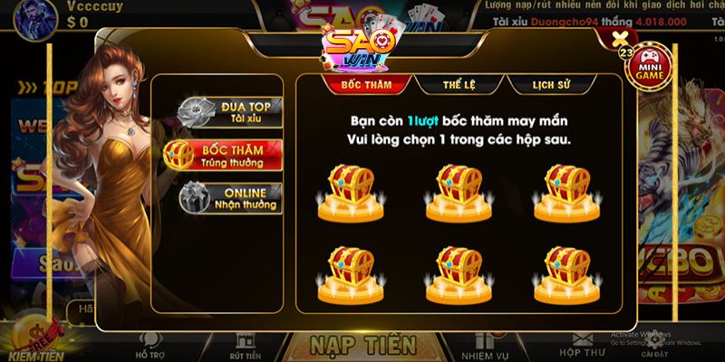Chơi Saowin trên điện thoại iOS - Thao tác chơi game mượt mà 1 Đa dạng các nhiệm vụ mỗi ngày